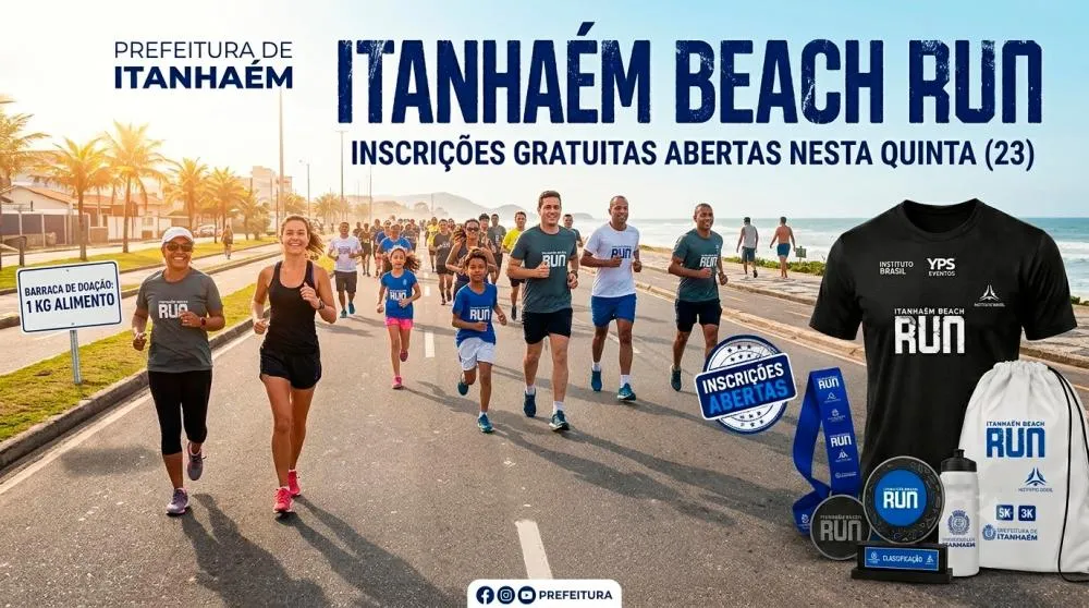 Itanhaém Beach Run abre inscrições gratuitas para corrida e caminhada