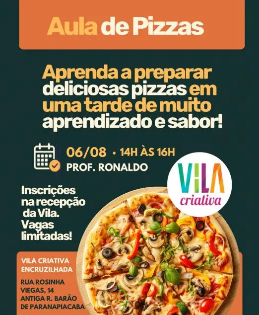 Vila Criativa em Santos tem tarde com aula sobre produção de pizza