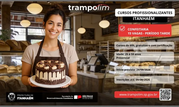 Trampolim oferece vagas em curso profissionalizante em Itanhaém